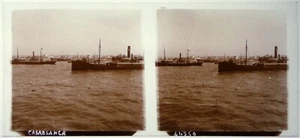 Maroc.Morocco.Casablanca.Bateaux.Le Port.Vue stereo sur verre 6x13.Glass Stereo. - Picture 1 of 1