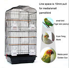 37" Roof top Metal Large Bird Parrot Cage For Canary Budgie In Black & White