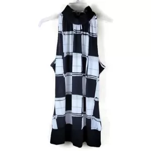 Vestido Milano para mujer M negro/blanco a cuadros sin mangas elástico cuello falso Top - Imagen 1 de 8