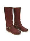 Coach Wendy Riding Boot Size 7 1/2b Brown Leather Gold Buckle Knee High Pull On