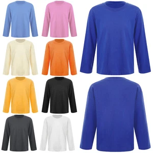 Unisex Kids Pullover Athletic T-shirt Long Sleeve Sweatshirt Shirts Hiking Gym - Picture 1 of 112