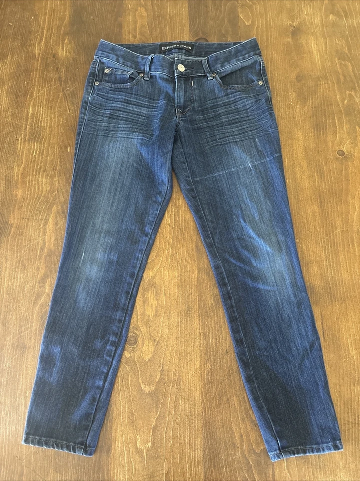 Pantalones de mezclilla EXPRESS para mujer 4r azules al tobillo Leggings Stella tiro bajo cremallera tobillo elástico Foto 1 de 4