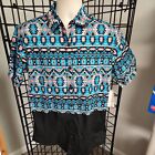 Enyce-Mens Button-Down Dress Shirt, Medium New W/ Tags! Blue Black Geometric $48