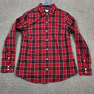 VINEYARD VINES Womens Shirt 4 Red Plaid Button Up Flannel Long Sleeve 2W0739 - Picture 1 of 13