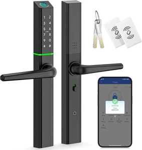 Cerradura de puerta inteligente resistente a la intemperie Ruveno con manija: entrada sin llave con huella digital - ABIERTA - Imagen 1 de 7