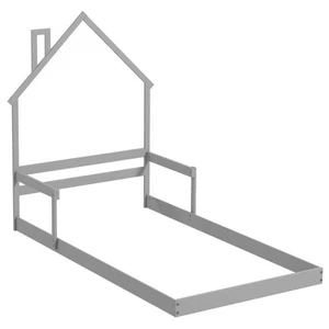 Twin Size Floor Bed for Kids w/ Chimney Headboard & Handrail - Picture 1 of 8