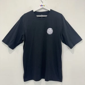 Rip Curl T Shirt Men L Slim Fit Black Cotton Blend UPF 50+ Stretch - Picture 1 of 11