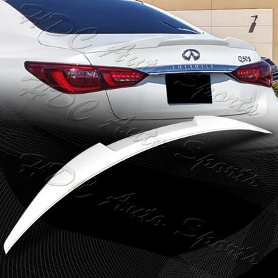 For 2014-2022 Infiniti Q50 W-Power Pearl White V-Style Rear Trunk Spoiler Wing - Image 1 of 4
