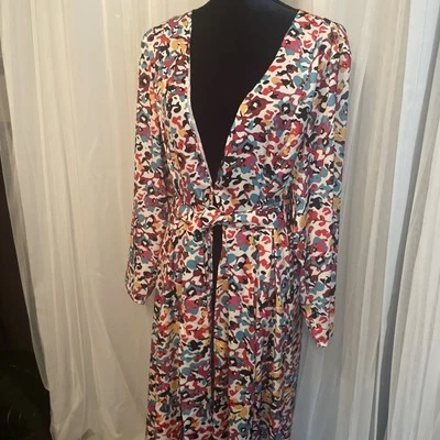 Summer Salt Long  Robe Beach Cover Up Multi Color Maxi Wrap Belted Medium - Изображение 1 из 4