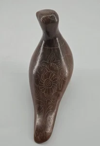 Vintage Boho marrone inciso messicano Tonala colomba uccellino ceramica - Foto 1 di 11