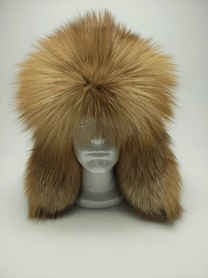 Men's Red FoxFur Trapper Hat.   Size L  - Image 1 of 4