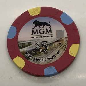 MGM National Harbor Casino 5 $ Chip Prince George’s County Maryland MD H&C 2016 - Bild 1 von 2
