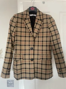 Women’s Mango Tan Check Blazer Medium - Picture 1 of 10