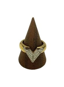 Louis Vuitton M68038 Ring Essential V Strass_GLD Swarovski Gold Used From Japan - Picture 1 of 3