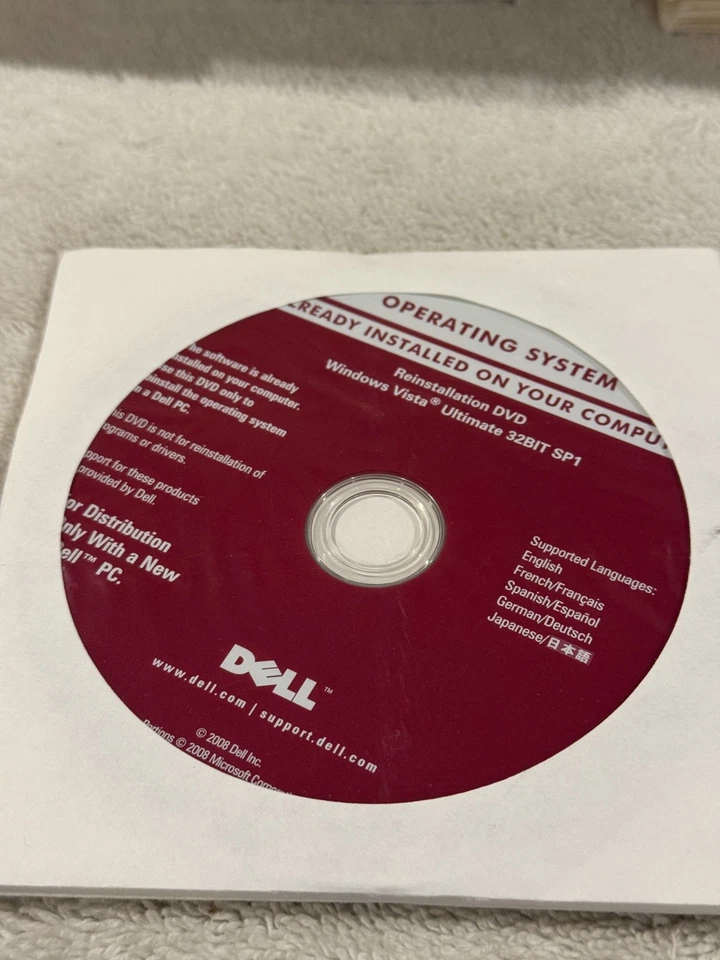 Dell Reinstallation DVD Windows Vista Ult 32bit SP1 - CD ONLY NEW SEALED!!! - Image 1 of 1