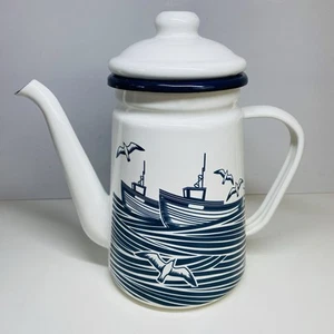 Mini Moderns Whitby Enamel Coffee Tea Pot Enamelware - 2 Pints - Fab Condition - Picture 1 of 14