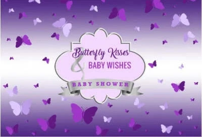 BUTTERFLY BABY SHOWER PERSONALISED PARTY BANNER BACKDROP DECORATION - Image 1 of 3
