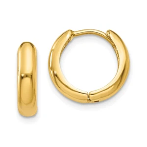 10K Real Gold Huggies Earrings Women/Girls/Mens/Boys Hoops Classic Earrings New - Picture 1 of 10