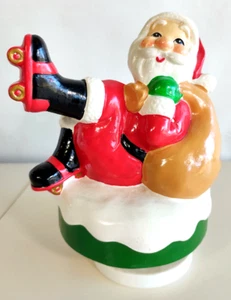 Music Box Babbo Natale pattinaggio a rotelle Schmid vintage ~ N0. 187~Deck the Halls~Ceramica~Giappone - Foto 1 di 21