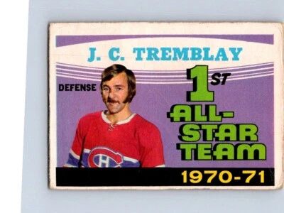 VINTAGE HOCKEY OPC 1971 MONTREAL CANADIENS J.C. TREMBLAY 1ST ALL-STAR TEAM NO185 - Image 1 of 2
