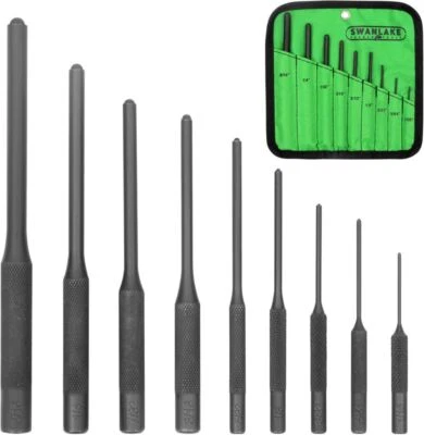 9PC Forged Steel Roll Pin Punch Set Roll Up Pouch Case Rifle Gunsmithing Jeweler