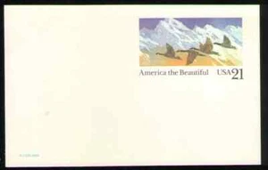 US. UX131. 15c. Canada Geese & Mountains. Postal Card. MNH. 1989 - Picture 1 of 1