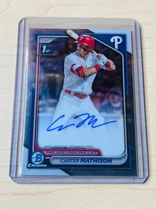 Carter Mathison Bowman Draft 2024 #CPA-CMA 1st Chrome Prospects en tarjeta automática - Imagen 1 de 2