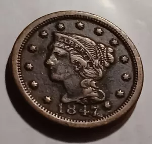 1847 Braided Hair Large Cent -- MAKE US AN OFFER! - Picture 1 of 4