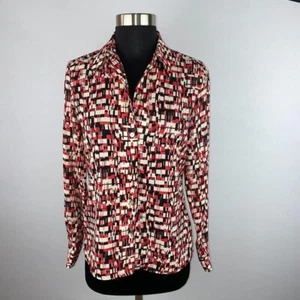 Jones Wear Shirt Womens Colorful Geometric Abstract Button Down 4 - Picture 1 of 4