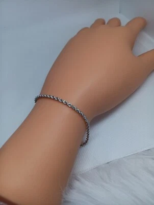 18K White Gold 2.5mm Rope Bracelet Women Sz 7.5 Lightweight AU750 NEW - Image 1 of 4