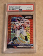 2018 PANINI PRIZM RED Wave #19 RUSSELL WILSON PSA 10 RARE SEAHAWKS  BADGER
