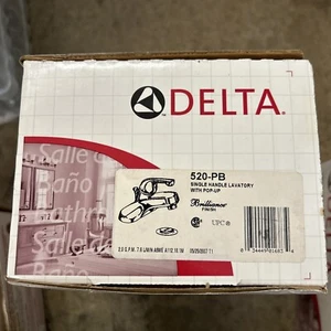 Delta 520-PB SINGLE HANDEL LAVATORY W/POP-UP ~ BRASS FINISH - Picture 1 of 5
