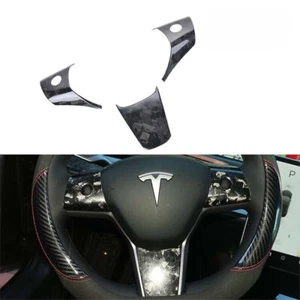 For Tesla Model 3 Carbon Fiber Marble Forged Steering Wheel Cover - Picture 1 of 3
