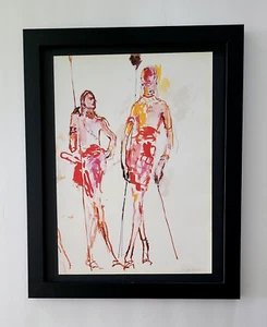 LeRoy Neiman 1994 Signed Pop Art Print Africa Safari Mounted and Framed - Picture 1 of 3
