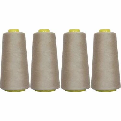 4 BIG CONES SILVER GREY SERGER SEWING THREAD 2750 YD TEX 27 40S/2- THREADART - Image 1 of 4