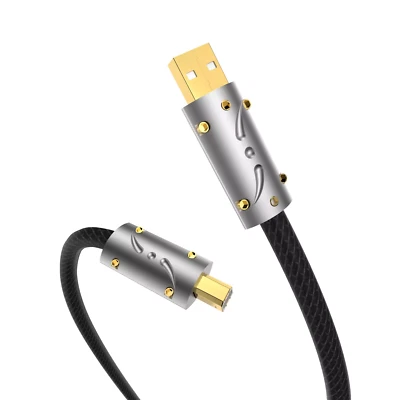 Viborg HiFi Pure Silver USB Type A-B DAC 5Micro Decoder Printer Data Audio Cable - Image 1 of 4