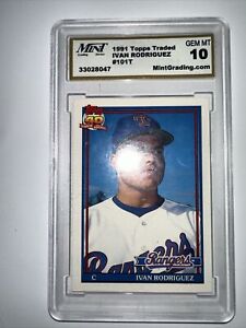 1991 Topps Traded - #101T Ivan Rodriguez (RC) MINT Grading Service 10 Rangers