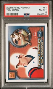 2000 Pacific Aurora Tom Brady #84 New England Patriots RC Rookie PSA 8 NM - MT - Picture 1 of 3