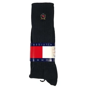 NOS Vintage 90s Tommy Hilfiger Black Crew Socks Size 10-13 Mens Made In USA - Picture 1 of 3
