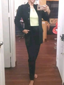 Vtg North Beach Sz 8 Michael Hoban Black Suede Jacket & Pants 2 Piece Suit - Picture 1 of 16