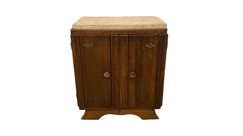 french art deco vintage 30s nightstand bedside table marble oak to be restaured Cover