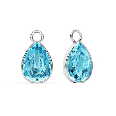 Statement Teardrop Mix Charms With Aquamarine Swarovski Crystals Rhodium Plated - Image 1 of 2