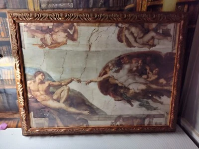 Impresión artística pictórica de la creación de Adán (enmarcada) Foto 1 de 4