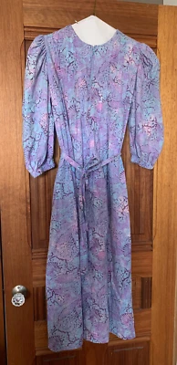 Maxi Vestido Vintage DB d b Boutique Mujer Cinturón Talla M Batik Conchas Púrpura Foto 1 de 4