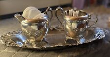 f b rogers silver co 1883; vintage sugar bowl No Lid. And Matching Cream Pitcher