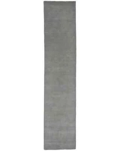2'7x12'0 Gray Solid Hand-Loomed 3X12 Gabbeh Wool Runner Rug Home Decor Carpet - Picture 1 of 14