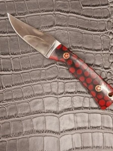 Micarta Black/Red Handle D2 Tool Steel Clip Point Fix Blade w Leather Sheath - Picture 1 of 10