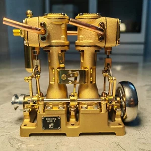Powerful L2 Retro Steam Engine Model Dual Cylinders Die-cast Brass Collections - Picture 1 of 16