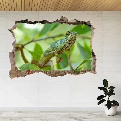 Chameleon Reptile Trees Island 3d Smashed View Wall Sticker Poster Decal A459 - Image 1 of 2