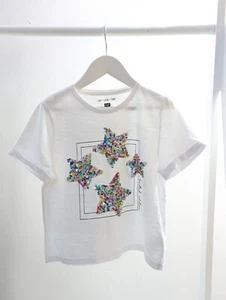 F&F Girls 8-9 Years White Sequin Star Top T-shirt Short Sleeve Clothes Summer - Picture 1 of 4